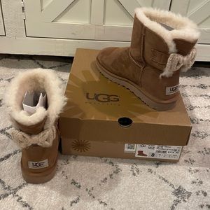 Ugg low suede boots with bow